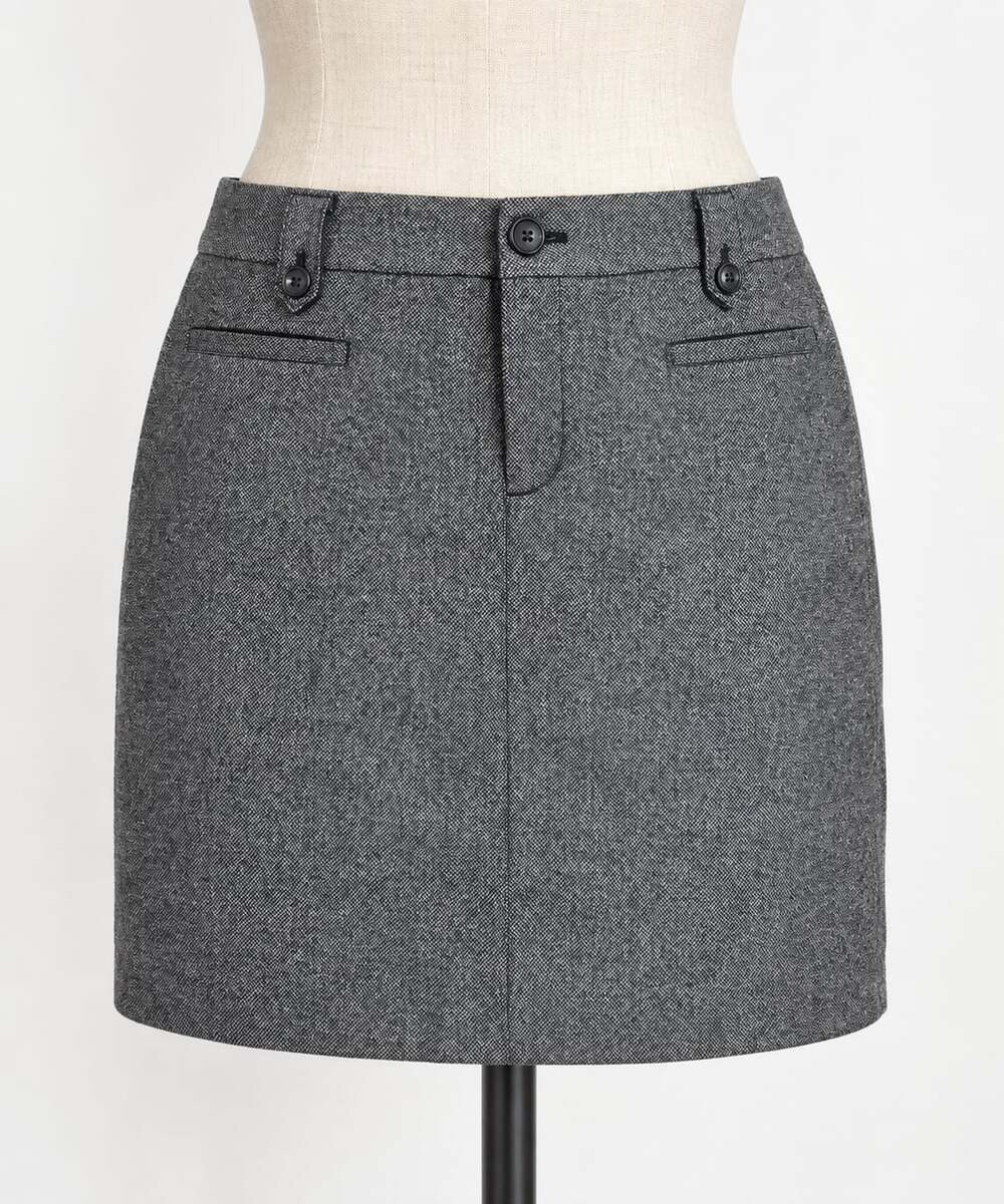 Eddie Bauer Women’s 10 Wool Blend Tweed Mini Skirt Gray Herringbone Workwear